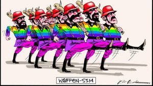 Nazi soldiers in rainbow uniform