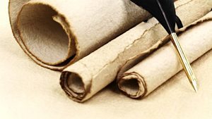 Scroll with quill