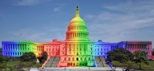 US Capitol lit up in rainbow