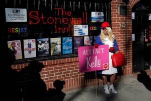 Drag Kellyanne Conway protests outside Stonewall Inn