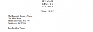 Human Rights Campaign letter to President Trump