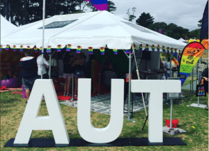 AUT stall at Big Gay Out