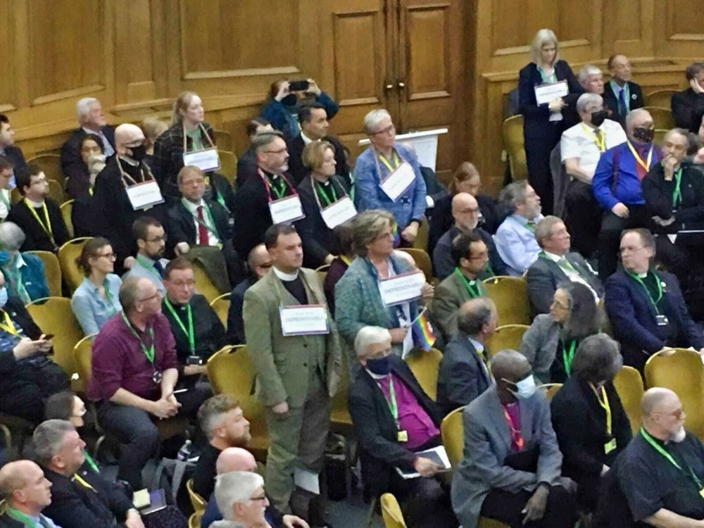 LGBTQ+ members of Church of England stage a demonstration