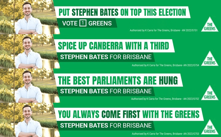 Australian Green MP Stephen Bates marketing campaign