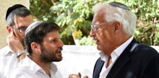 Smotrich with United States Ambassador to Israel David M. Friedman during a visit to Hesder Yeshiva of Sderot, October 2017